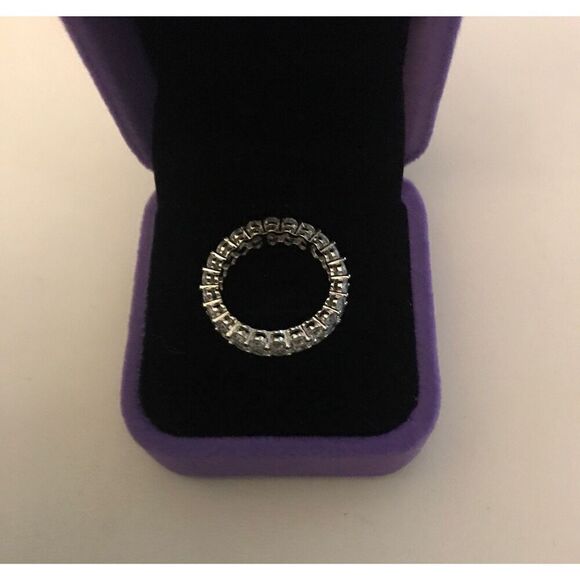 Gorgeous New 5.5 Ct Oval Cut Sim Diamond Eternity Band Ring Sz 8~925 Sterling - Picture 3 of 6